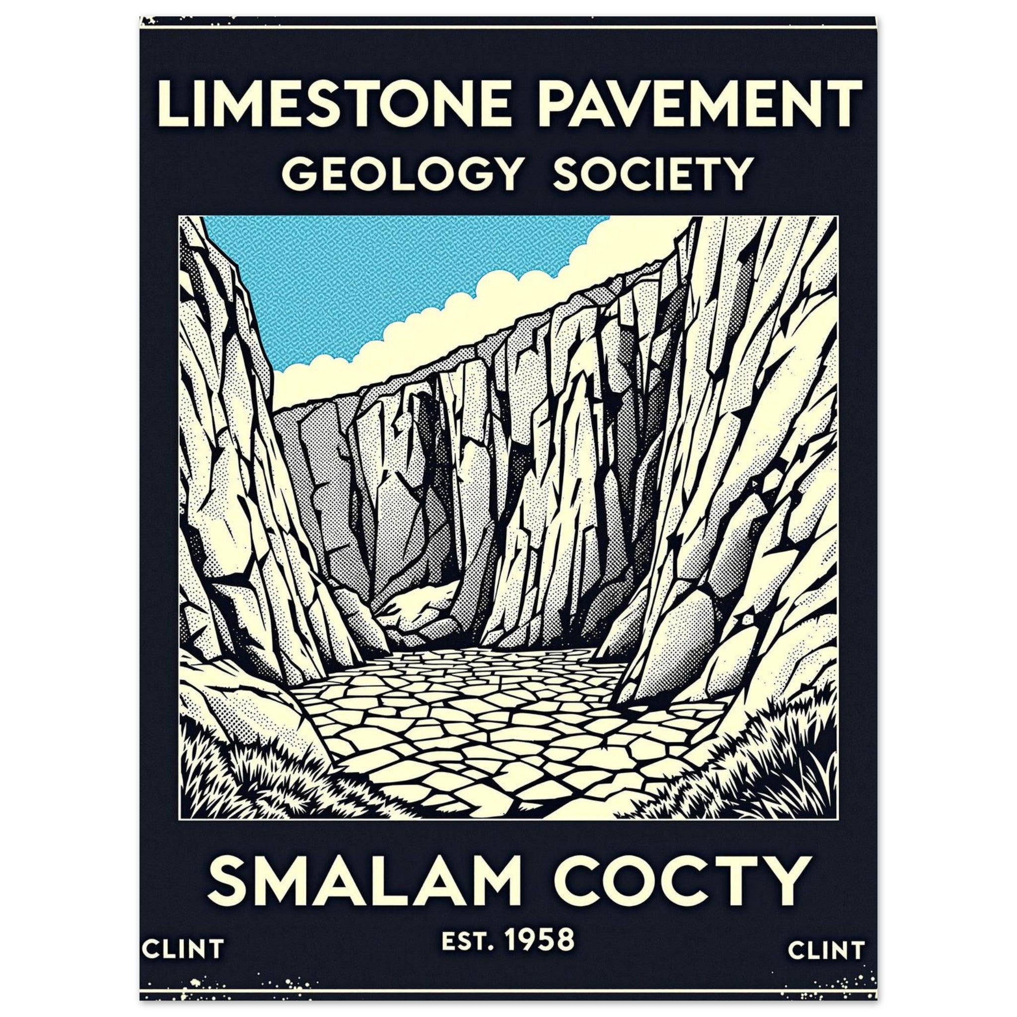 Limestone Pavement Vintage Travel Poster Art Print — detail view | Wild Thread Co