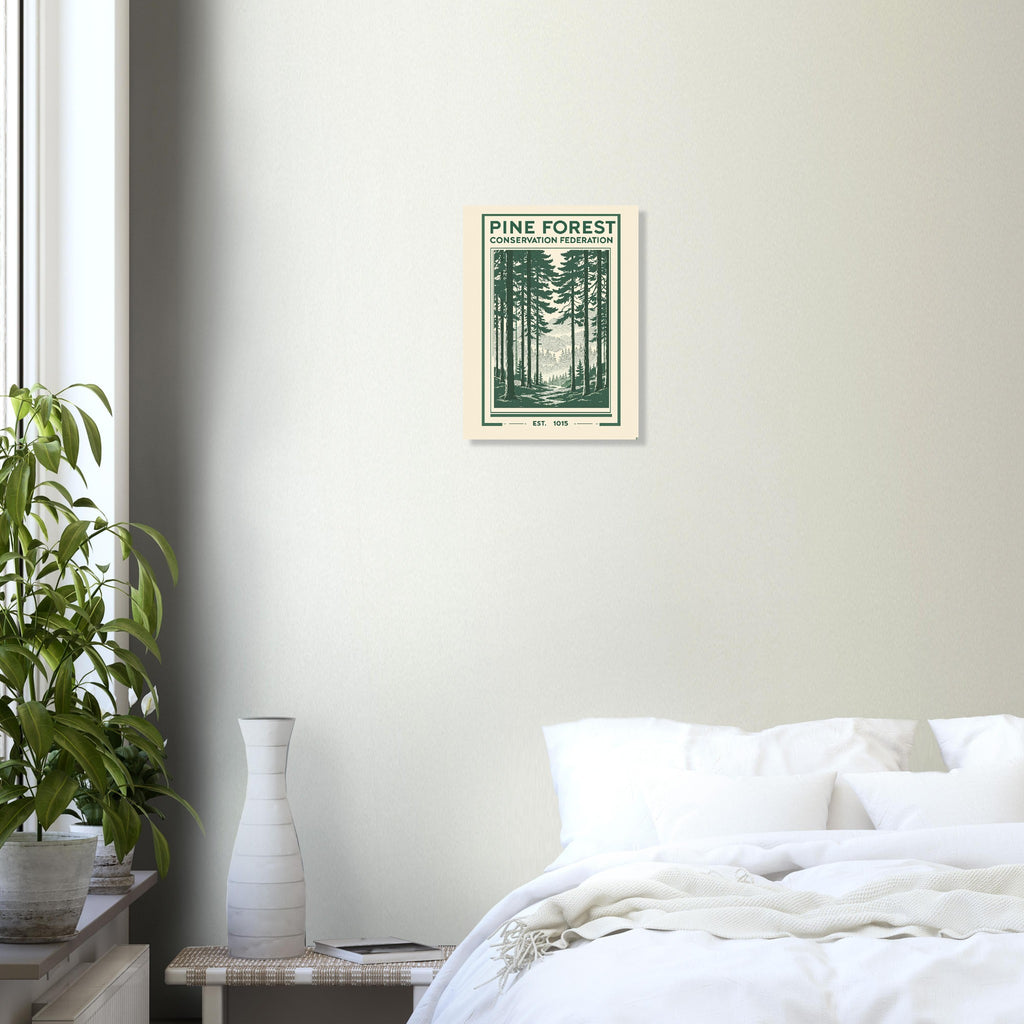 Pine Forest Vintage Travel Poster Art Print — detail view | Wild Thread Co