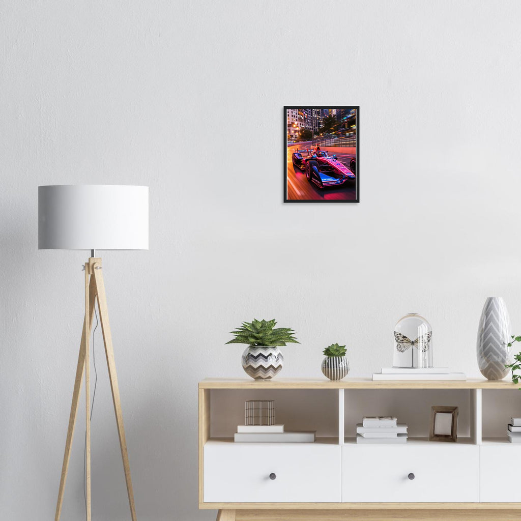 Formula E City Racing Framed Art Print — detail view | Wild Thread Co