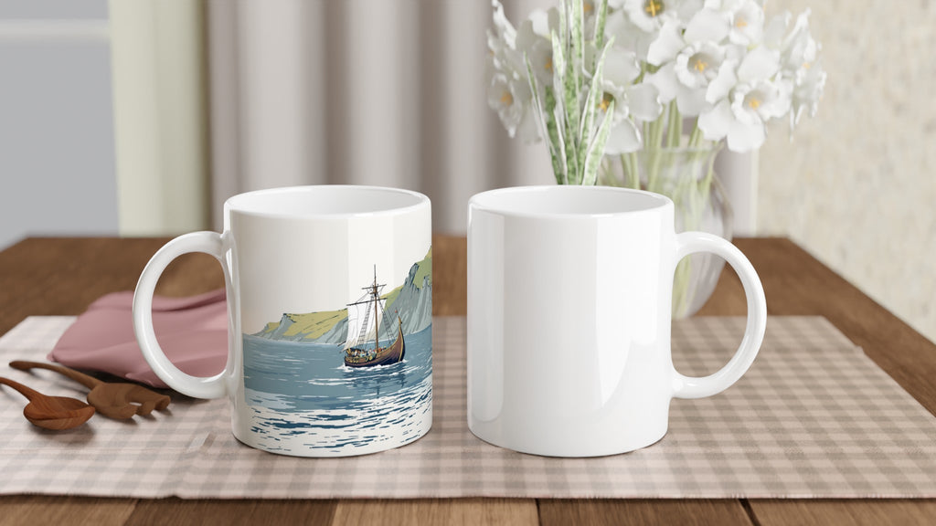 Viking Longship Mug — detail view | Wild Thread Co