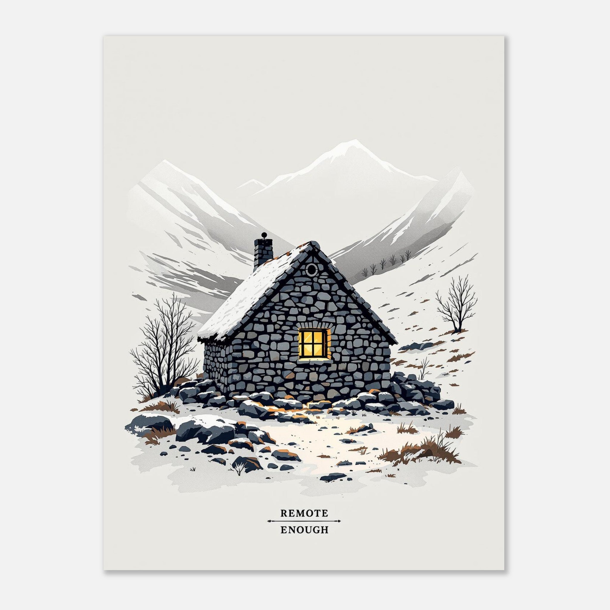 Mountain Bothy A1 Art Print Art Print — detail view | Wild Thread Co