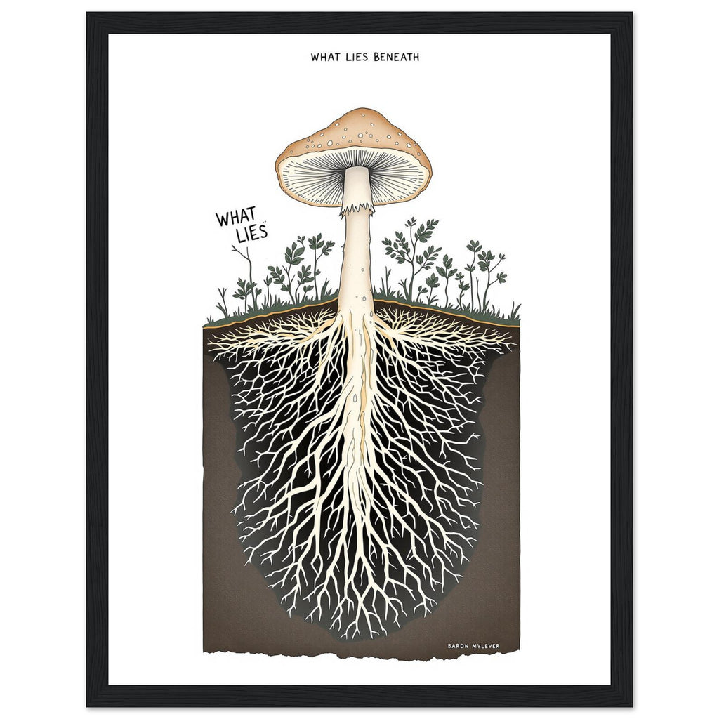 Mycelium Network Cross-section Framed Print Wall Art Ready to Hang UK UK Gift — Framed Art Print | Wild Thread Co UK