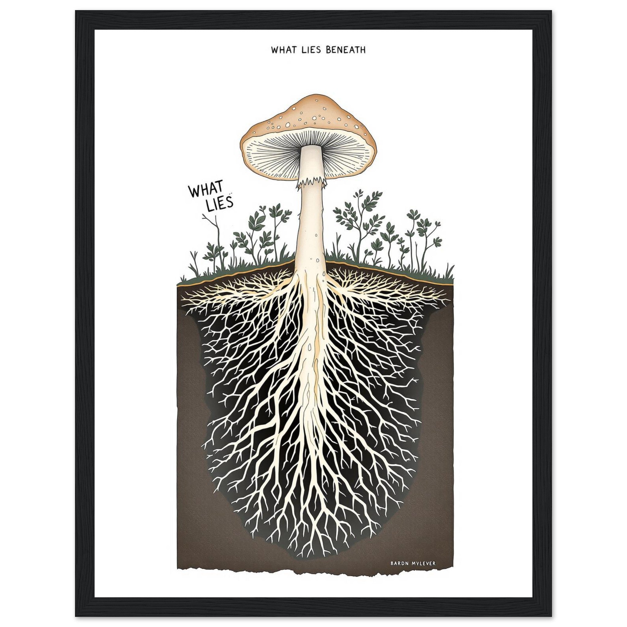 Mycelium Network Cross-section Framed Print Wall Art Ready to Hang UK UK Gift — Framed Art Print | Wild Thread Co UK