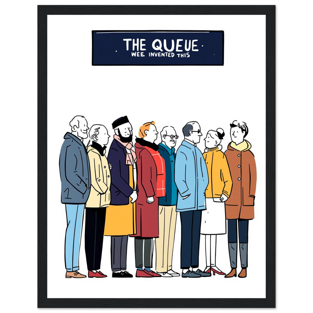 Queue As Institution Framed Print Wall Art Ready to Hang UK — Framed Art Print | Wild Thread Co UK
