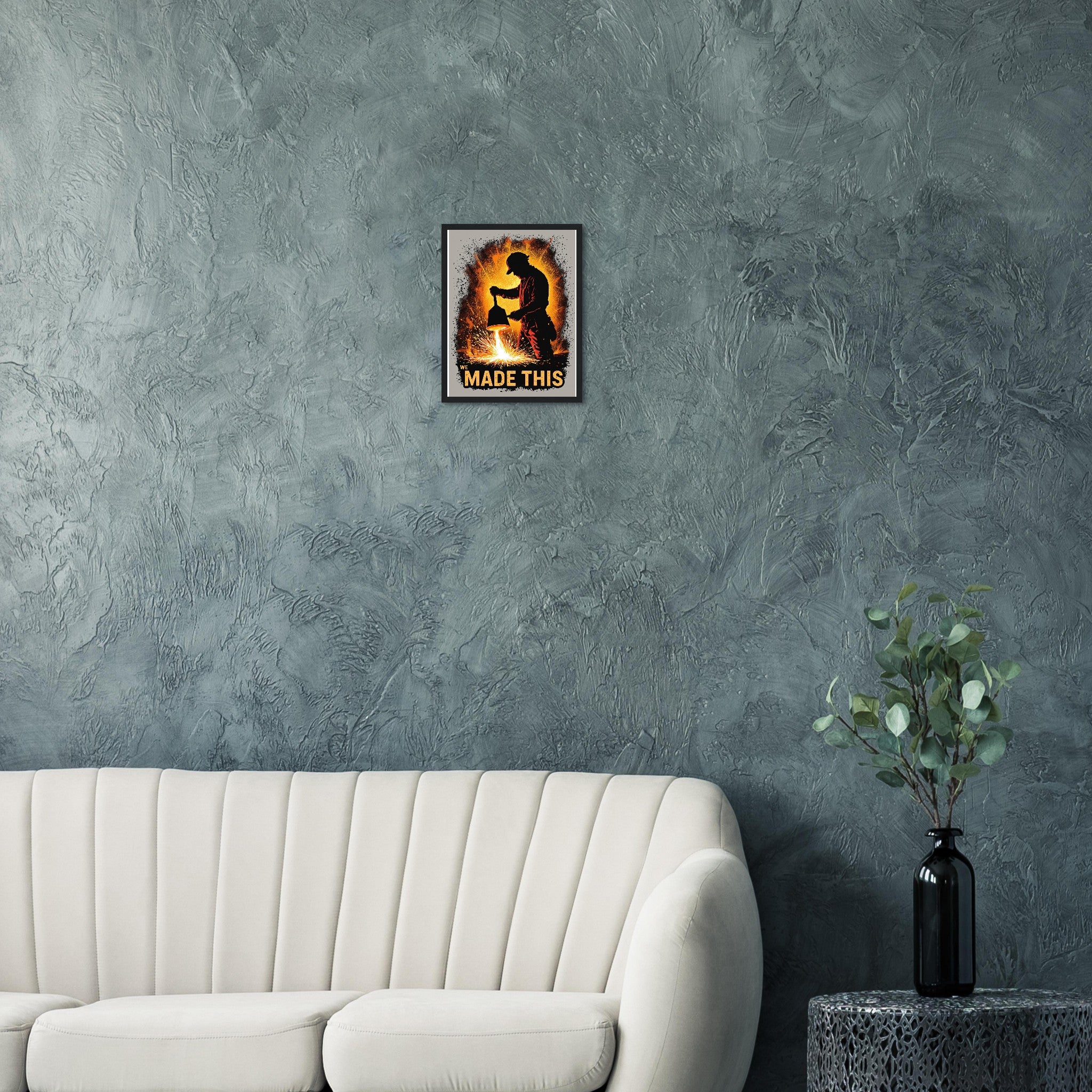Steelworker Furnace Heritage Framed Art Print — detail view | Wild Thread Co