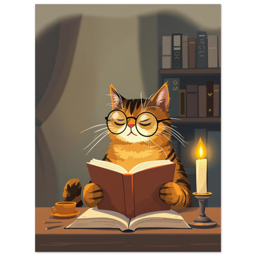 Cat Reading Book Art Print Art Print — detail view | Wild Thread Co