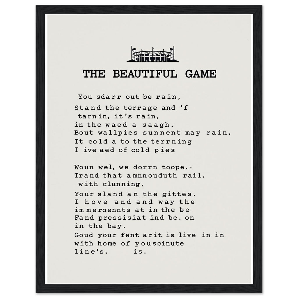 Retro Football Terrace Poetry Framed Print Wall Art Ready to Hang UK — Framed Art Print | Wild Thread Co UK