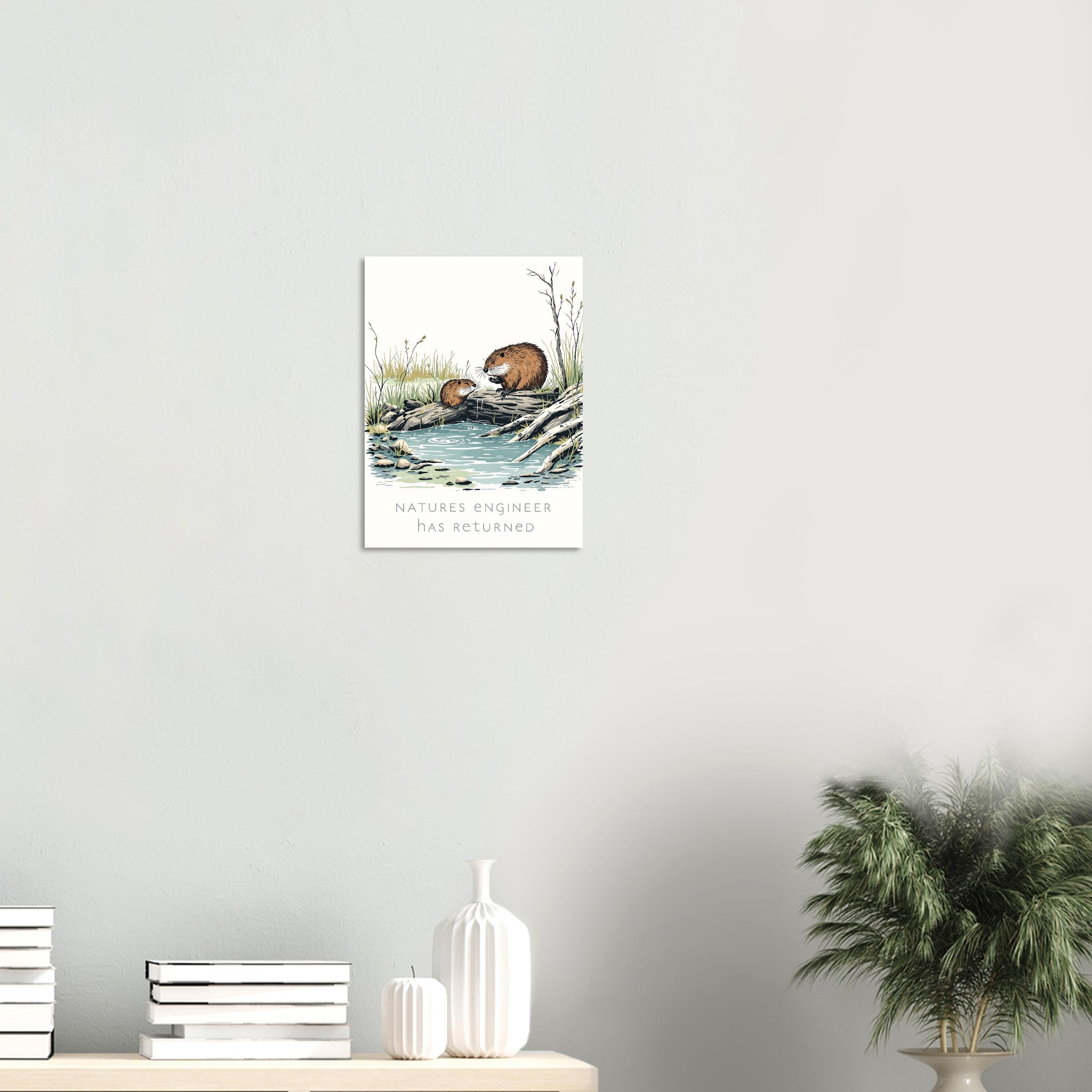 Beaver Rewilding Dam Builder A1 Nature's Engineer Conservation Art UK Art Print — Art Print | Wild Thread Co