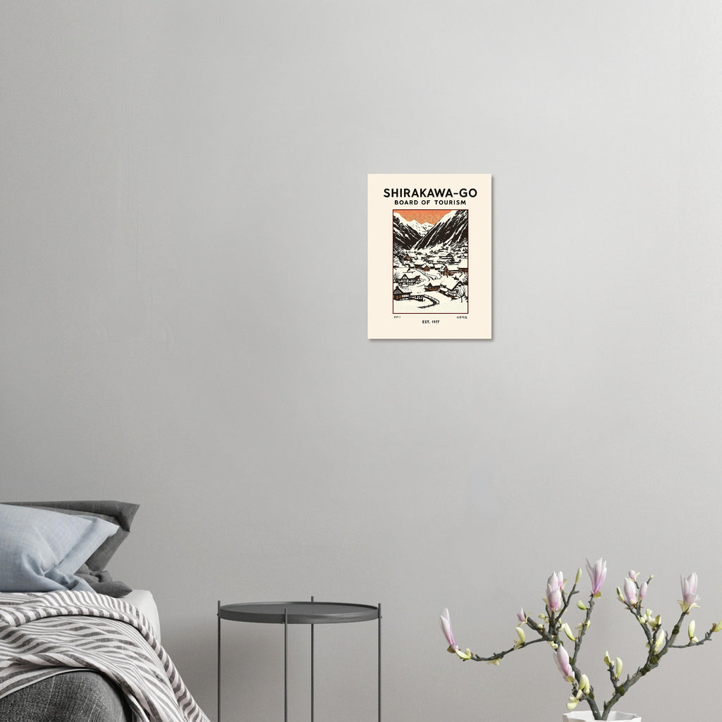 Shirakawa Go Vintage Travel Poster Art Print — detail view | Wild Thread Co
