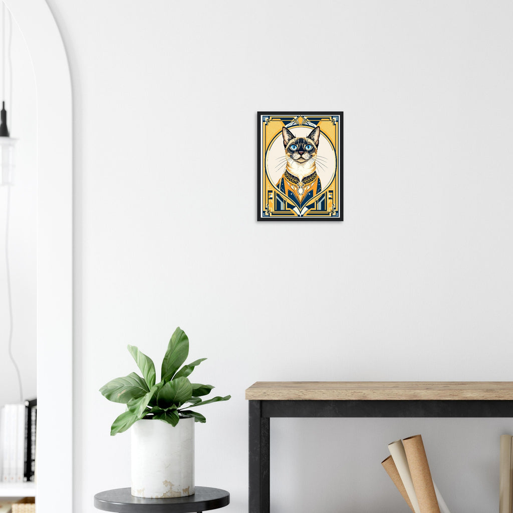 Siamese Cat Elegance Art Framed Print Wall Art Ready to Hang UK Framed Art Print — detail view | Wild Thread Co