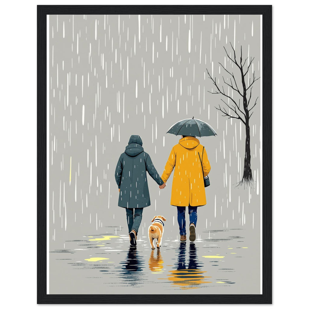 Dog Walk Rain Framed Print — Framed Art Print | Wild Thread Co