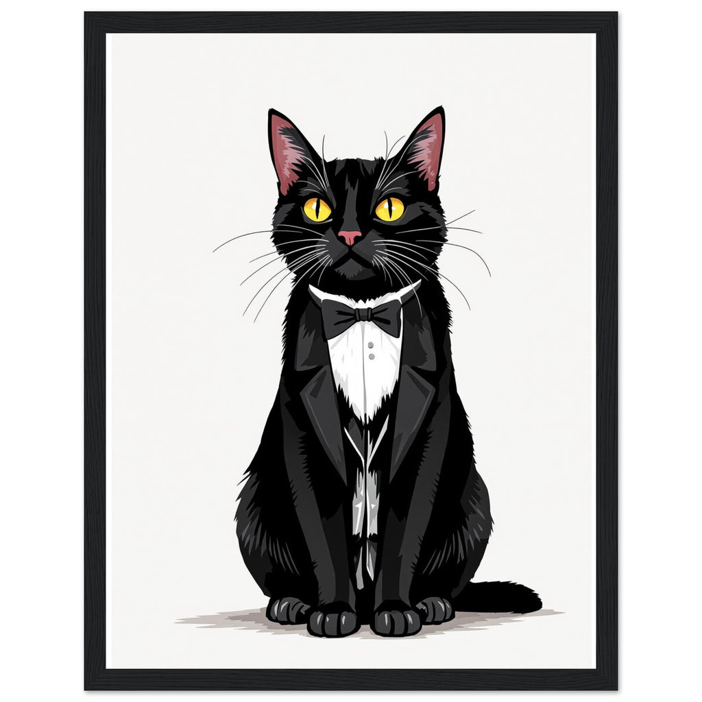 Tuxedo Cat Gentleman Framed Print Wall Art Ready to Hang UK — Framed Art Print | Wild Thread Co UK