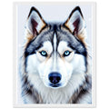 Husky Blue Eyes Framed Print Wall Art Ready to Hang UK Framed Art Print — detail view | Wild Thread Co