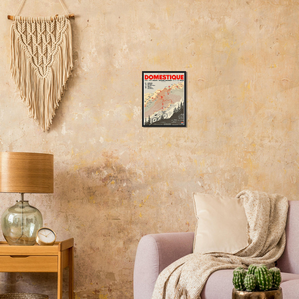 Retro Cycling Domestique Framed Print Wall Art Ready to Hang UK Framed Art Print — detail view | Wild Thread Co