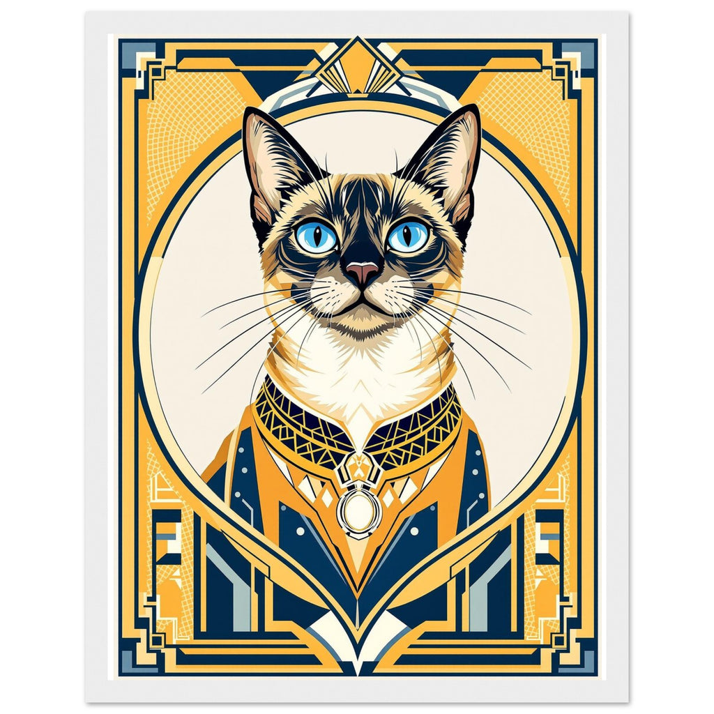 Siamese Cat Elegance Framed Print Wall Art Ready to Hang UK Framed Art Print — detail view | Wild Thread Co