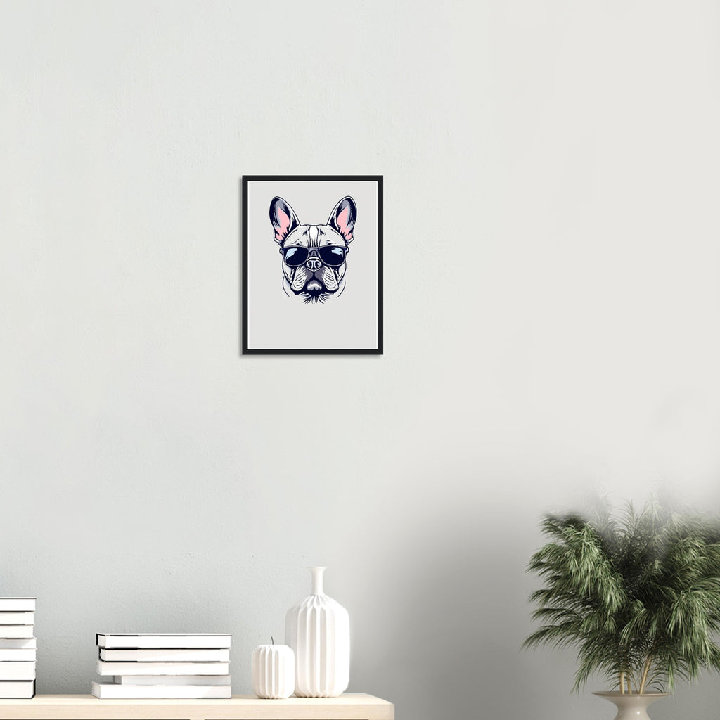 French Bulldog Cool Framed Print Wall Art Ready to Hang UK Framed Art Print — detail view | Wild Thread Co