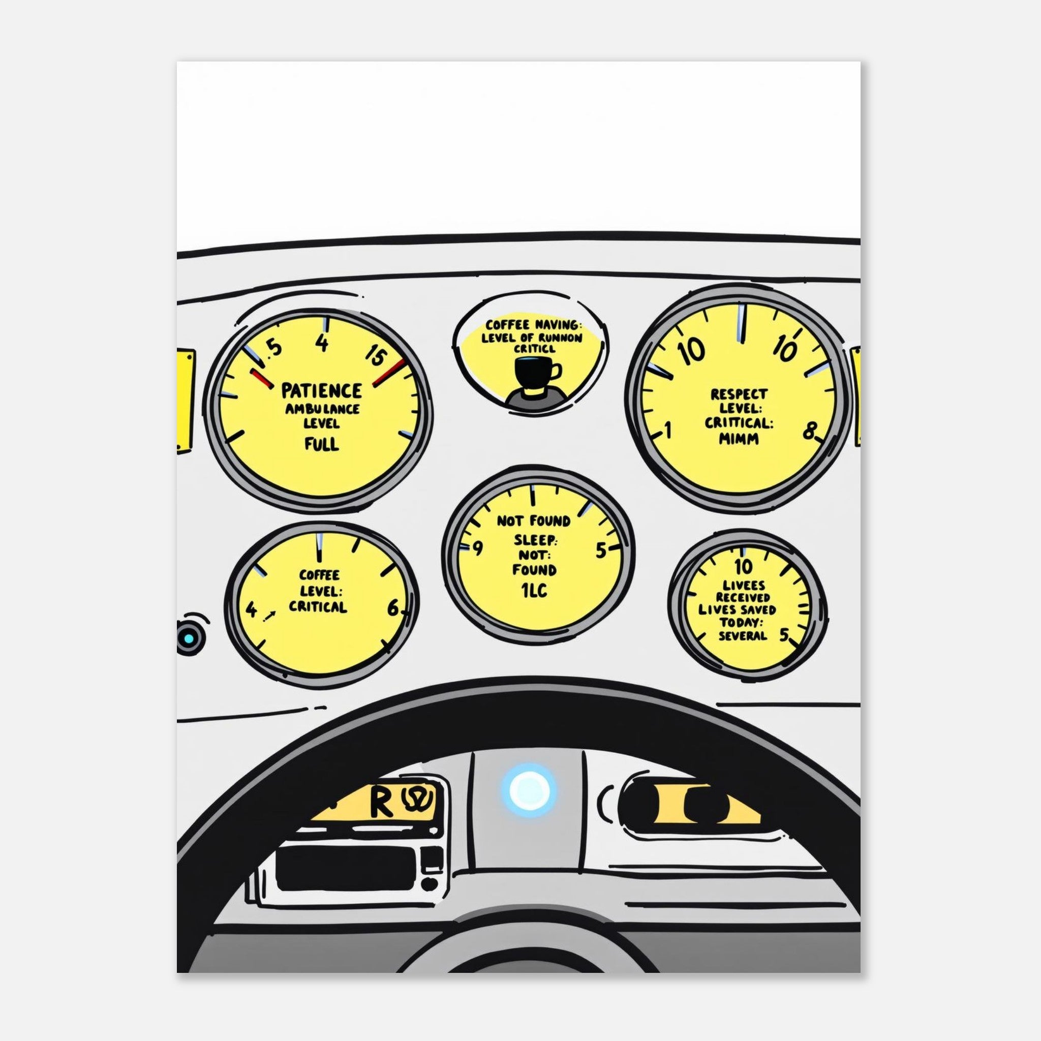Paramedic Ambulance Dashboard Art Print Art Print — detail view | Wild Thread Co