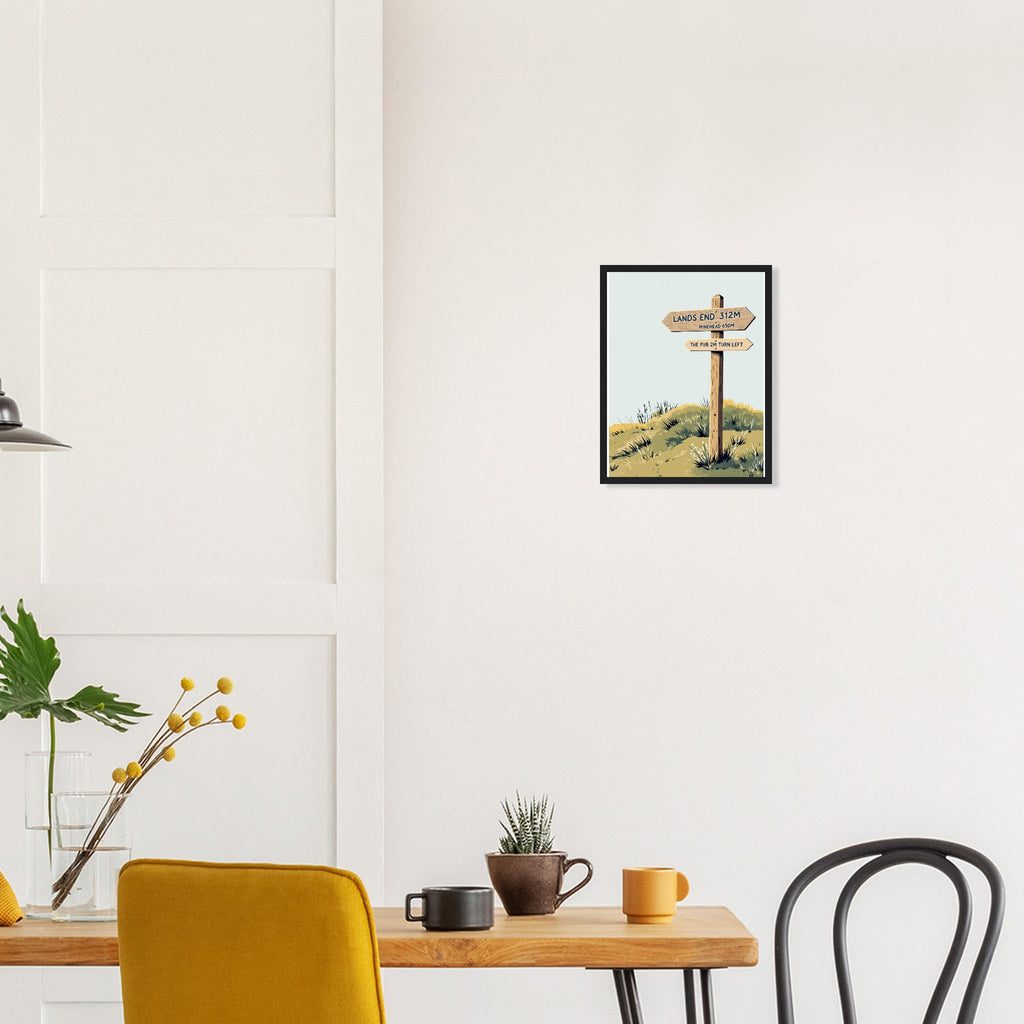 Coastal Path Signpost Humour Framed Print — Framed Art Print | Wild Thread Co