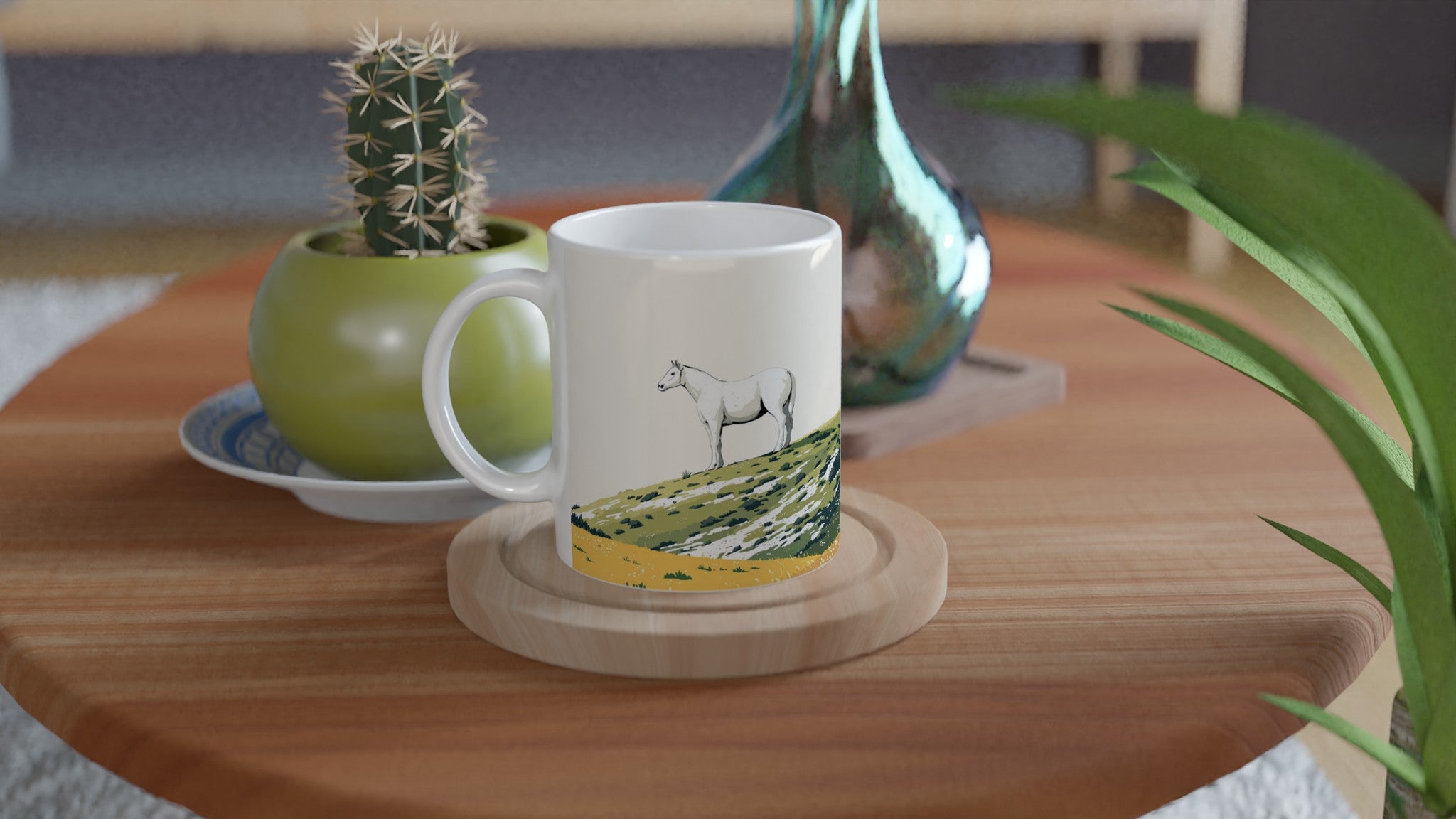 Chalk White Horse Hill Prehistoric Mug — detail view | Wild Thread Co