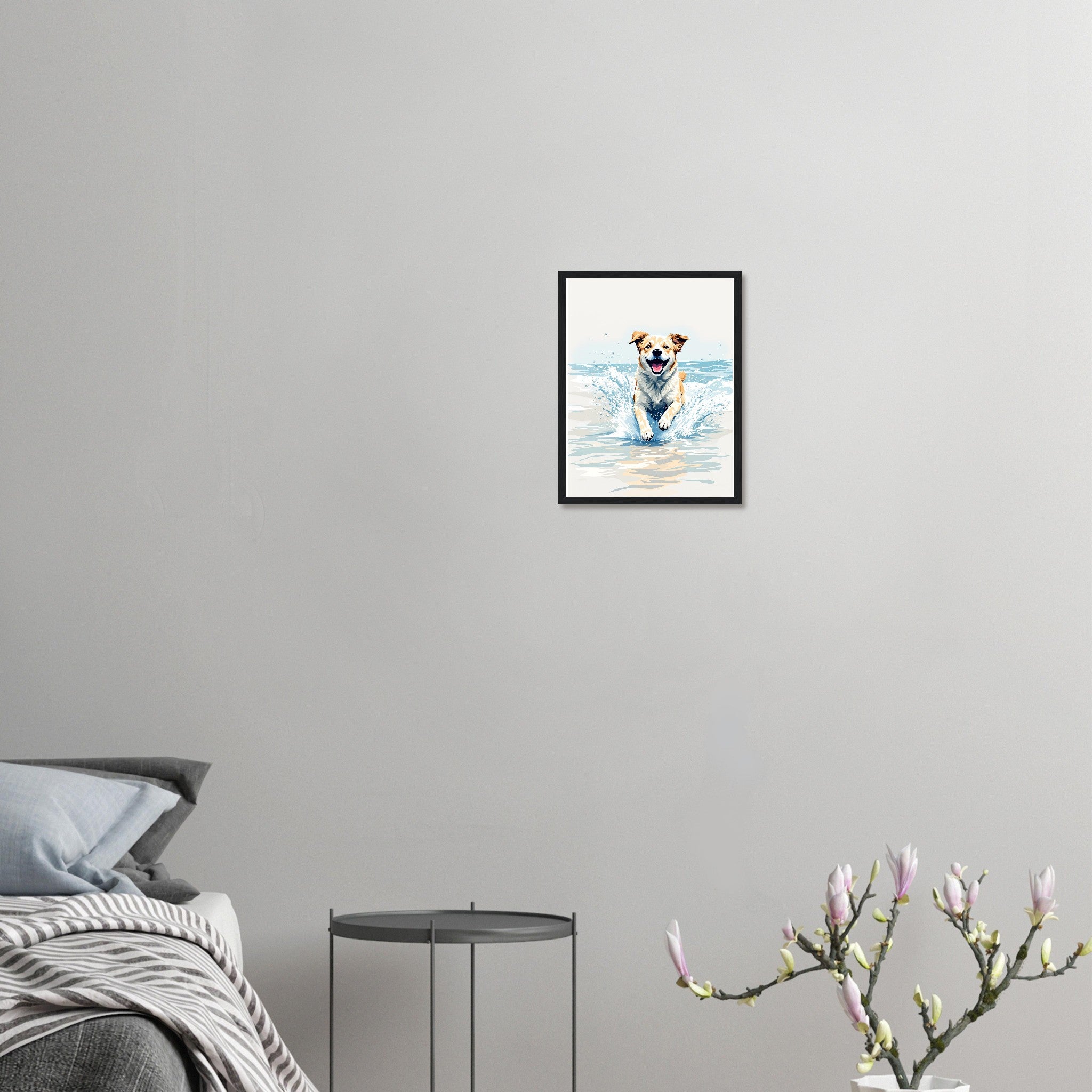 Dog At Beach Framed Art Print — detail view | Wild Thread Co