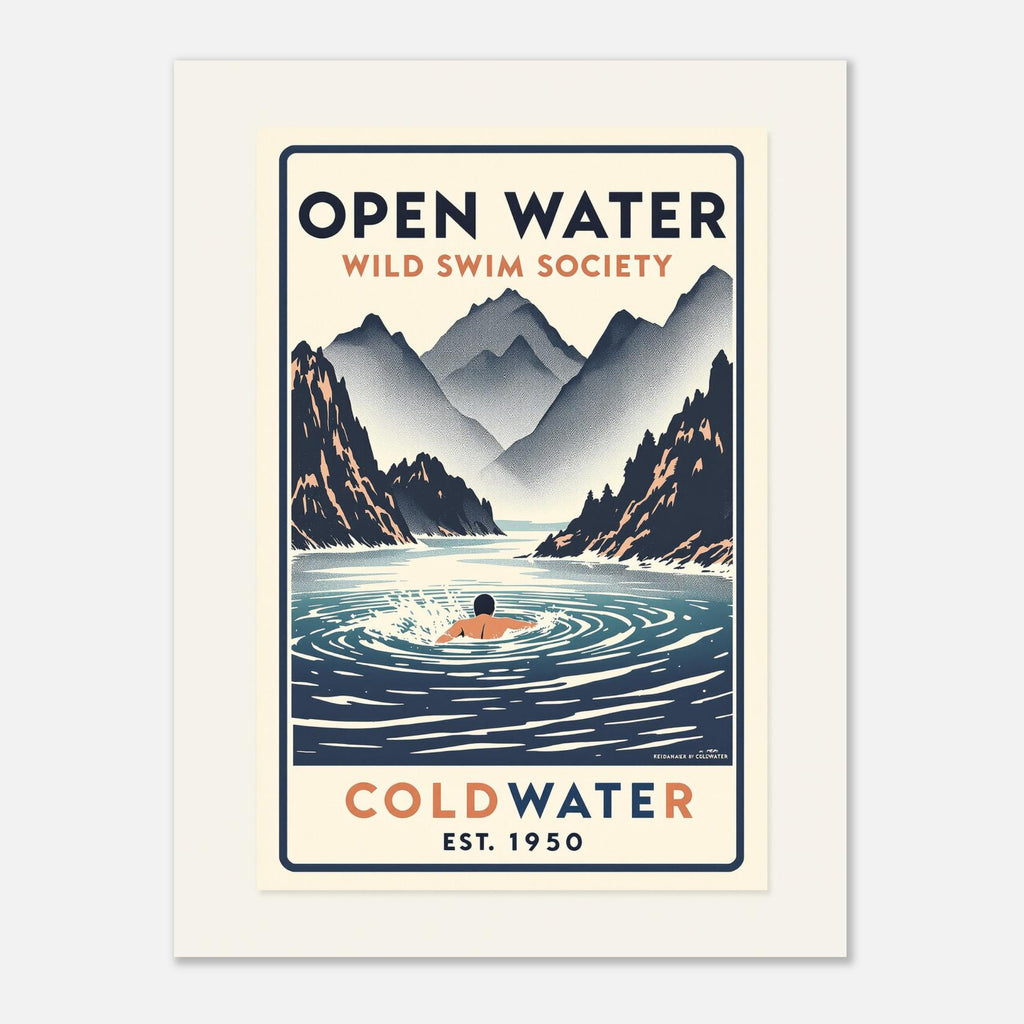 Open Water Vintage Travel Poster Art Print — detail view | Wild Thread Co