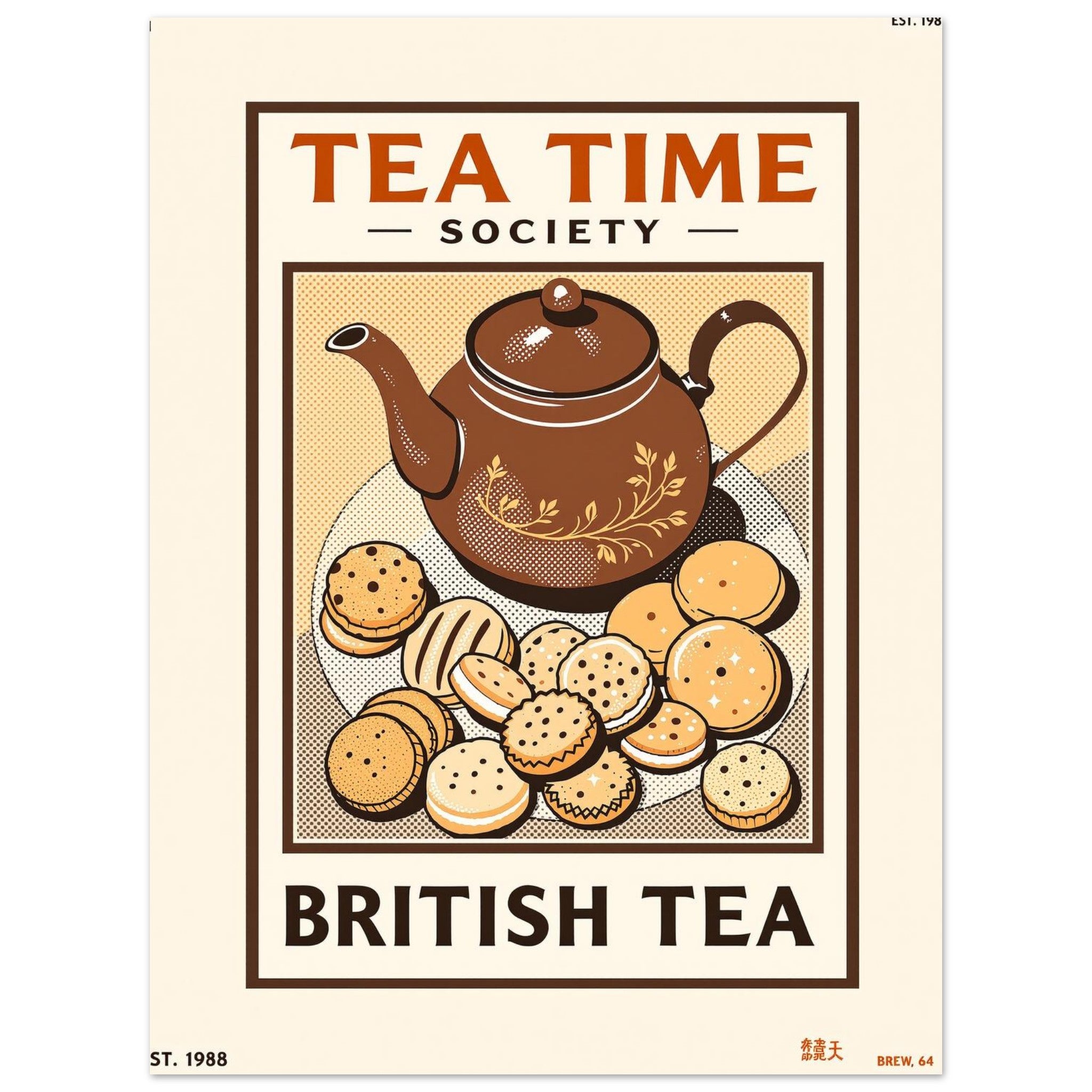 Tea Time Vintage Travel Poster Art Print — detail view | Wild Thread Co