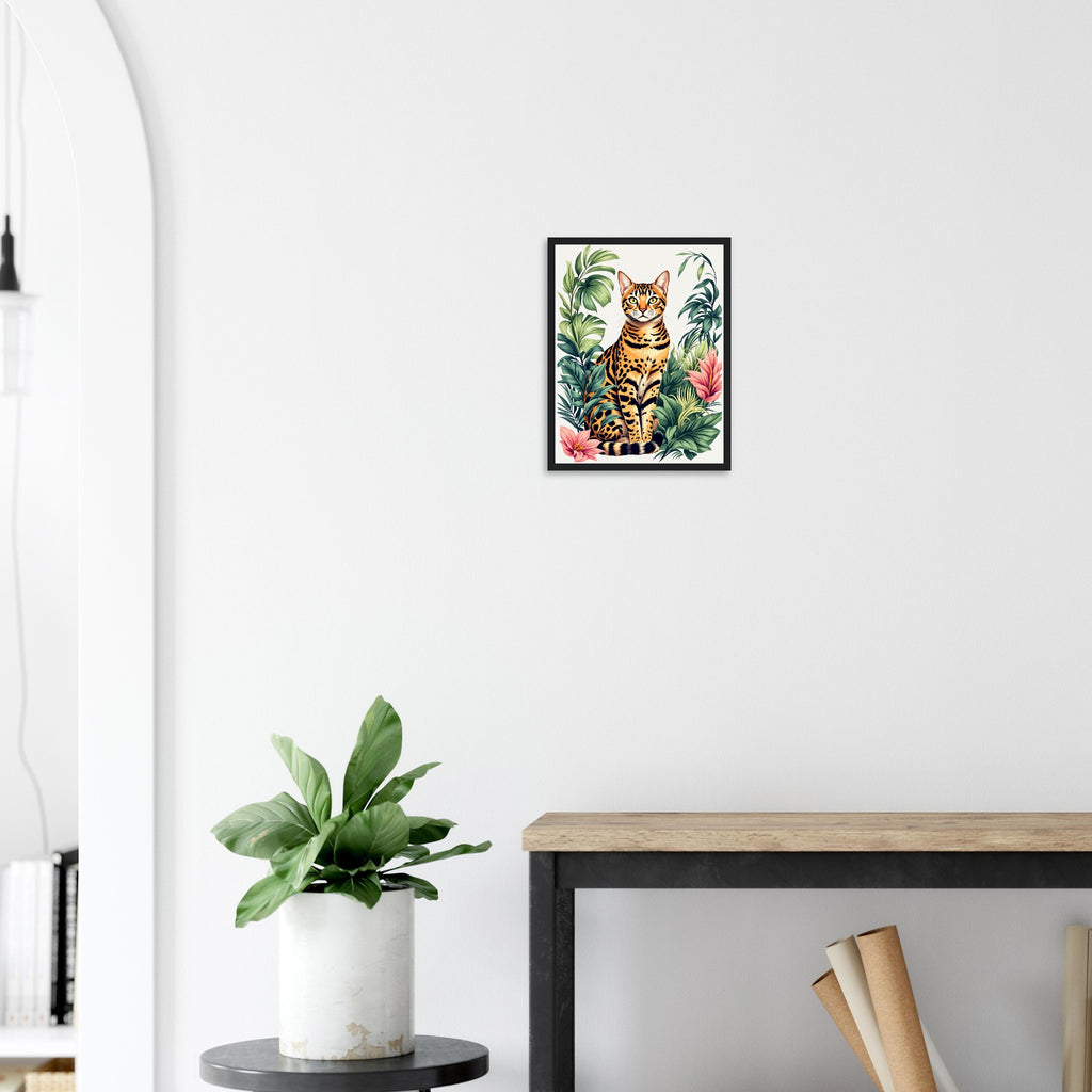 Bengal Cat Jungle Framed Art Print — detail view | Wild Thread Co