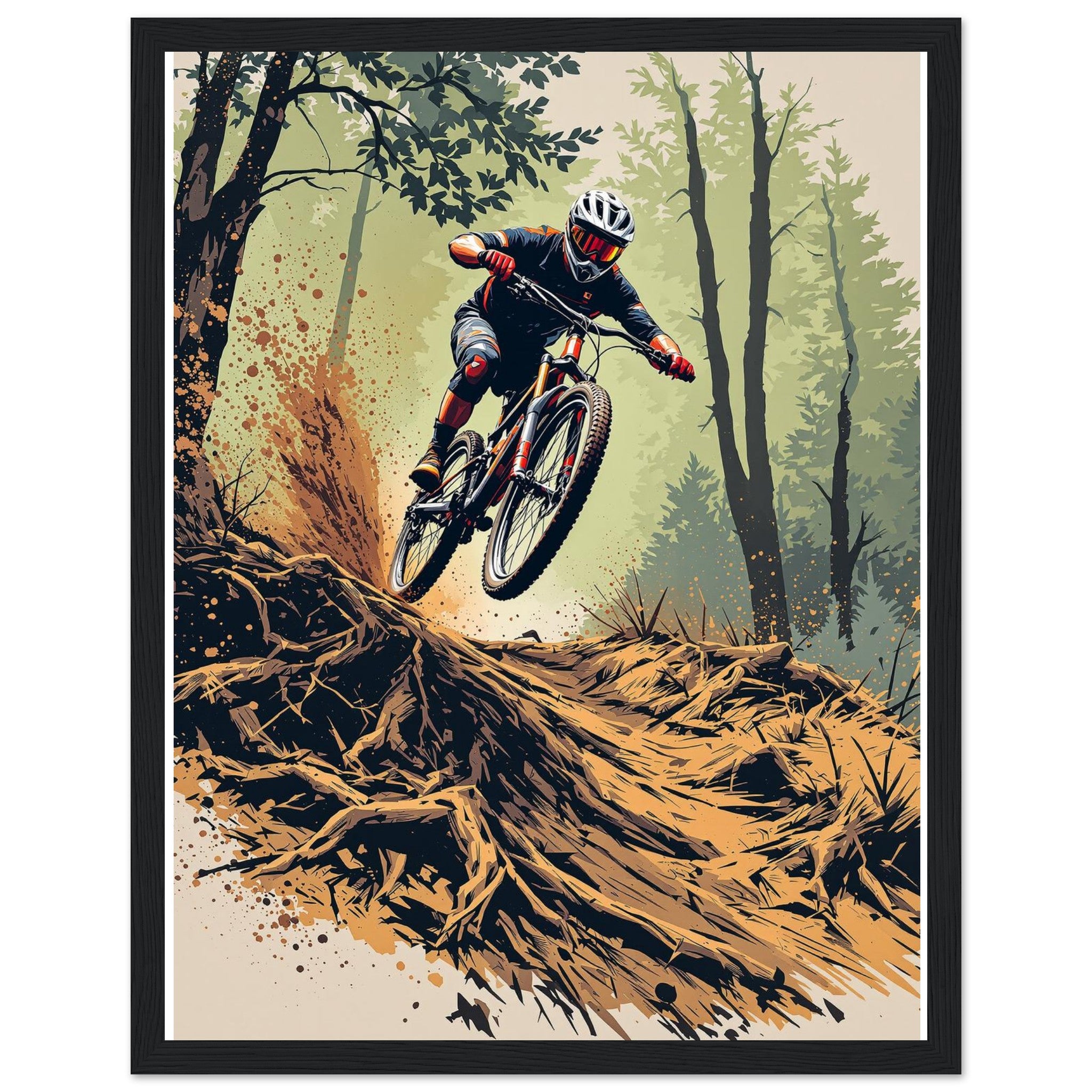 Mountain Biking Descent — Framed Art Print | Wild Thread Co UK
