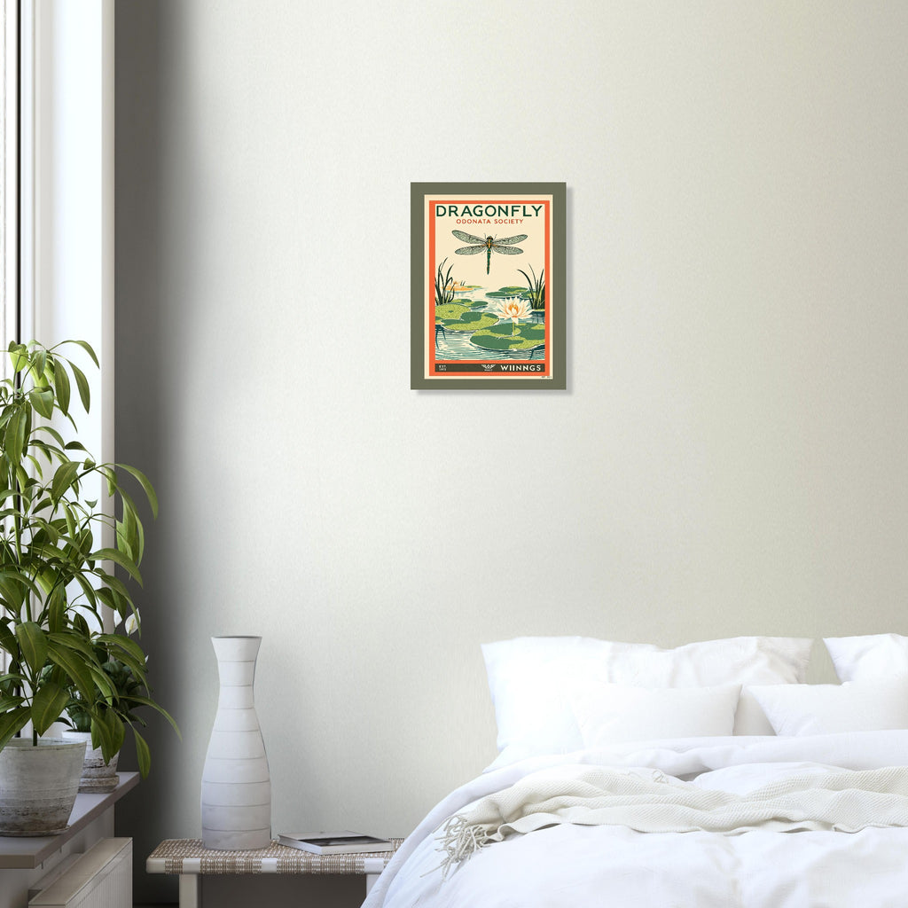 Dragonfly Vintage Travel Poster Art Print — detail view | Wild Thread Co