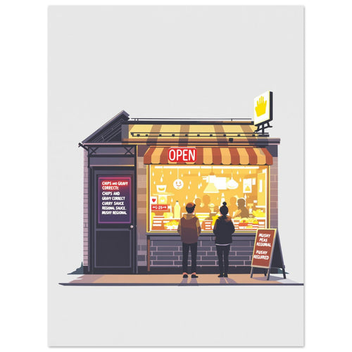 Chip Shop Night Neon Art Print Print Material — detail view | Wild Thread Co