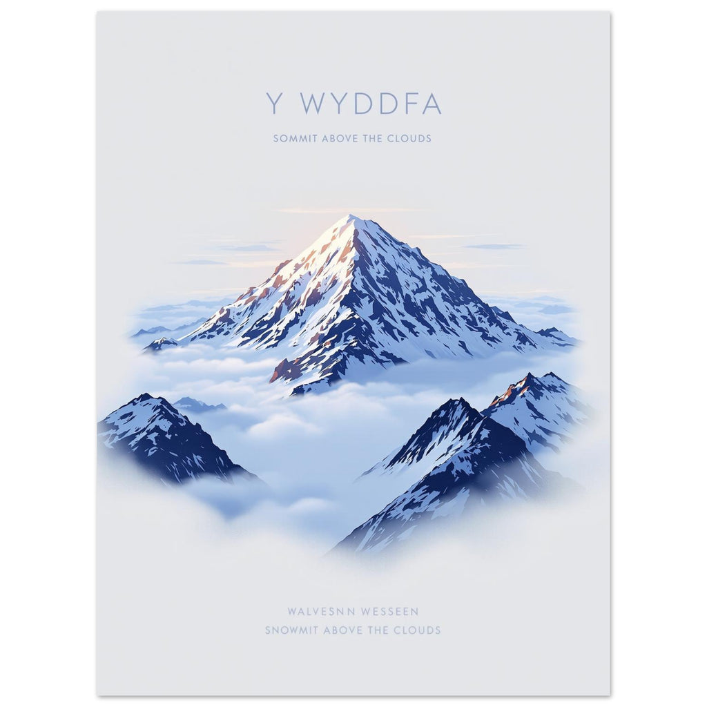 Snowdon Y Wyddfa Cloud Inversion Art A1 UK Art Print Poster Wall Art UK UK Gift Art Print — detail view | Wild Thread Co