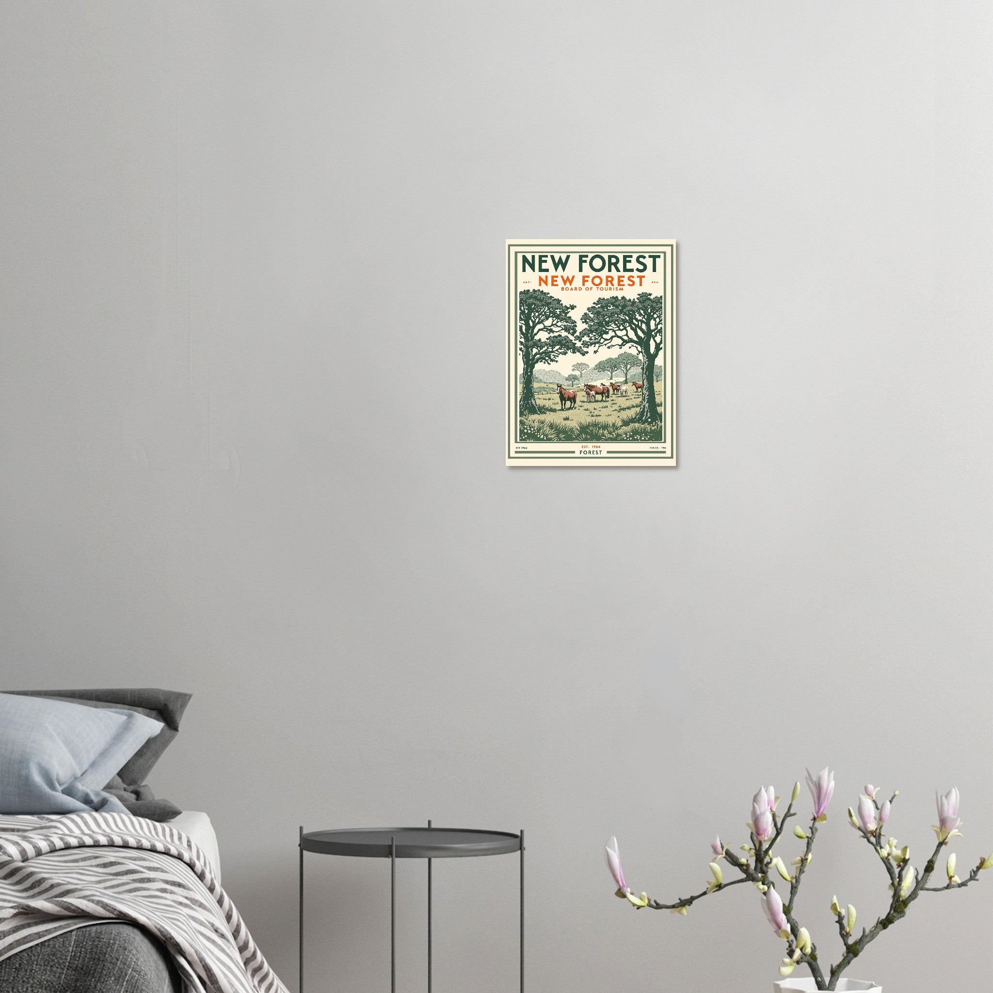 New Forest Vintage Travel Poster Art Print — detail view | Wild Thread Co