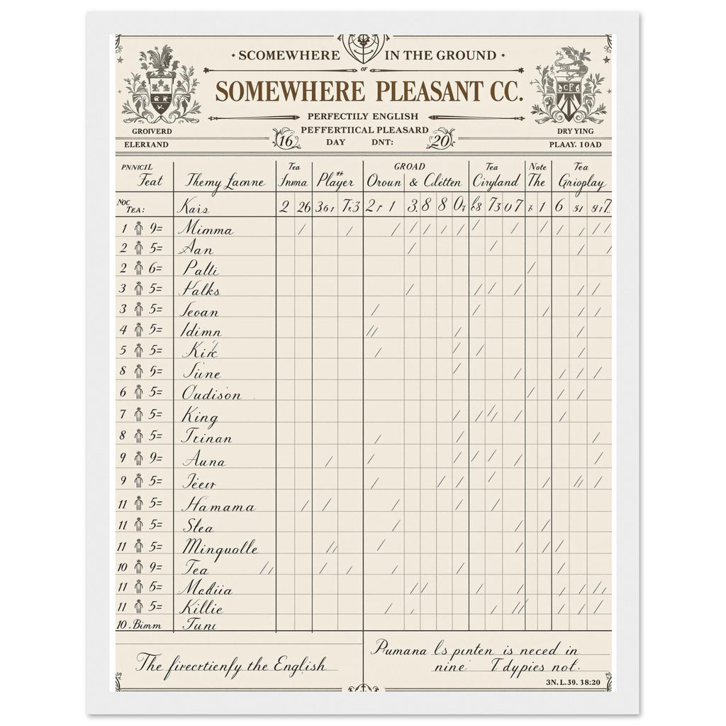 Edwardian Cricket Scorecard Framed Print Wall Art Ready to Hang UK UK Gift — Framed Art Print | Wild Thread Co