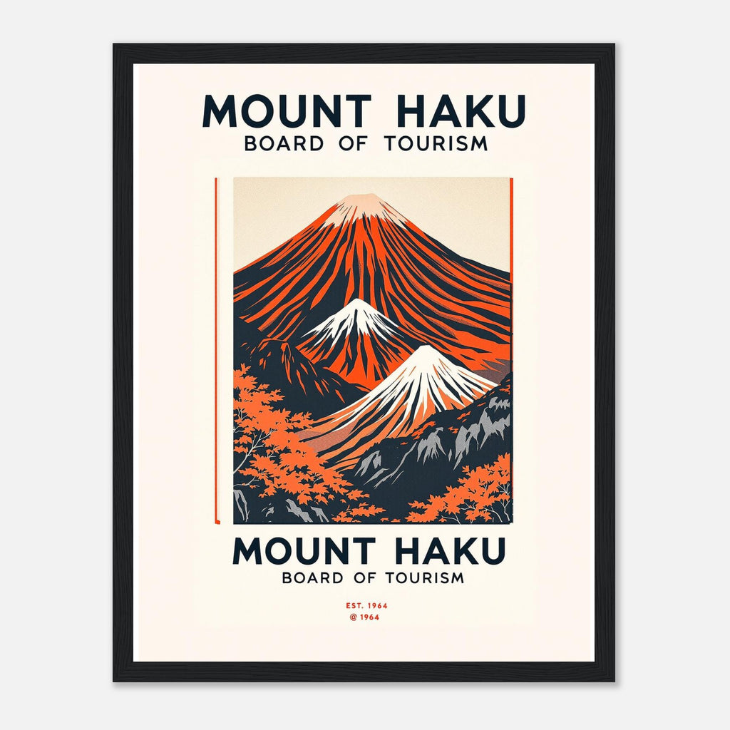 Mount Haku Vintage Travel Poster Framed Art Print — detail view | Wild Thread Co