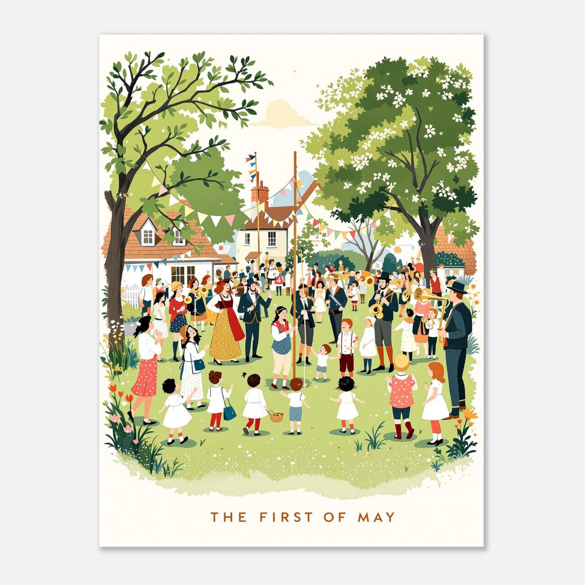 May Day Maypole Folk Tradition Art Print Art Print — detail view | Wild Thread Co