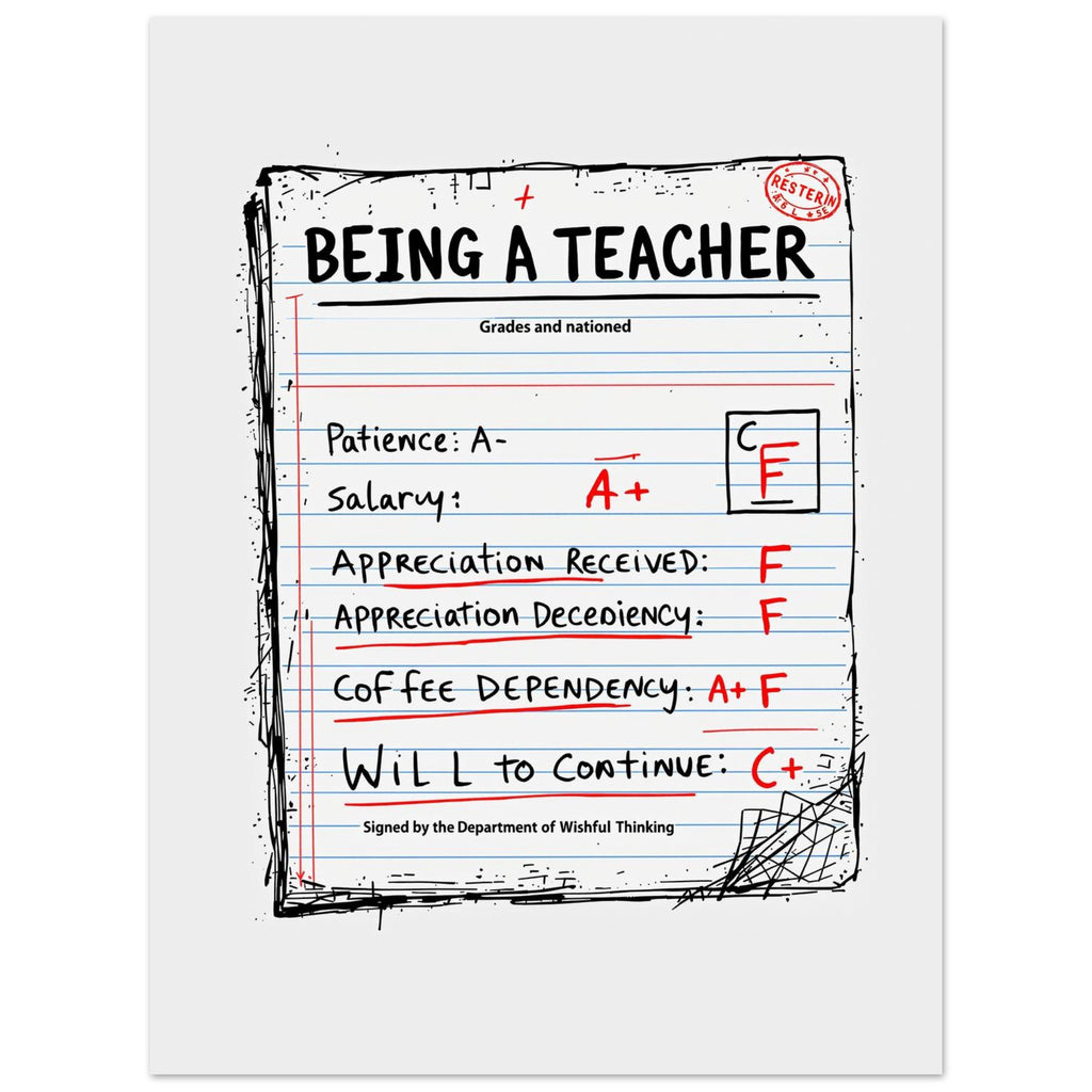 Funny Teacher Report Card Design Gift Humour Uk T-Shirt Unisex Cotton Tee UK — T-Shirt | Wild Thread Co