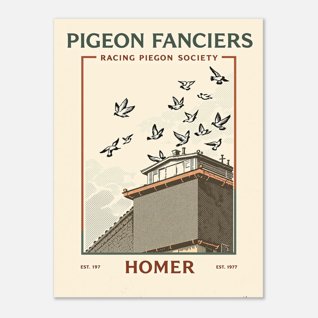 Pigeon Fanciers Vintage Travel Poster Art Print — detail view | Wild Thread Co