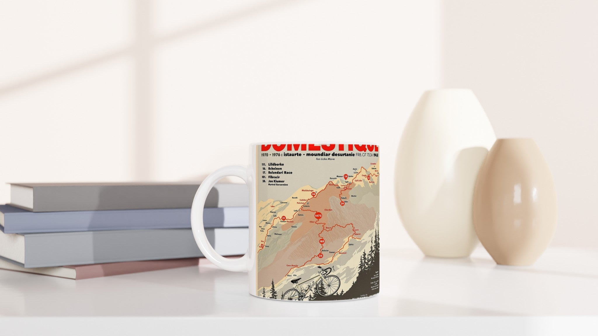 Retro Cycling Domestique 1970s Race Shirt Mug Coffee Tea Ceramic 11oz UK Gift Mug — detail view | Wild Thread Co
