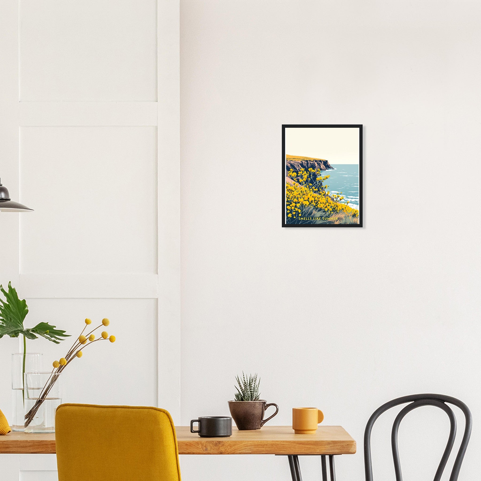 Gorse Coastal Moor Yellow Framed Art Print — detail view | Wild Thread Co