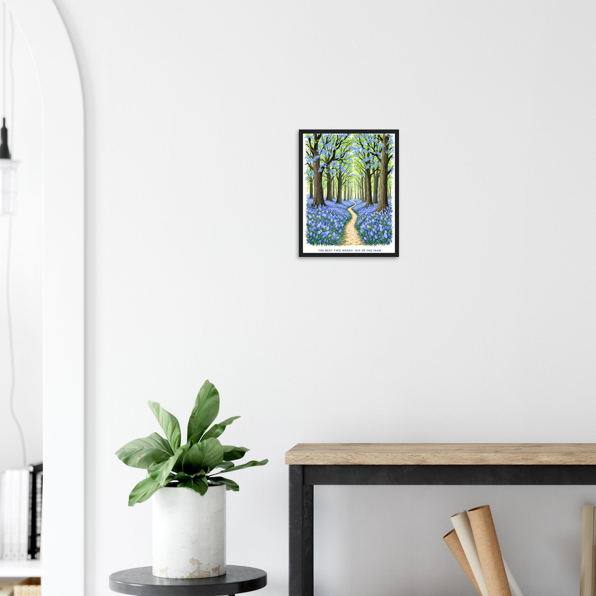 Bluebell Wood Ancient Oak Framed Print Wall Art Ready to Hang UK Framed Art Print — detail view | Wild Thread Co