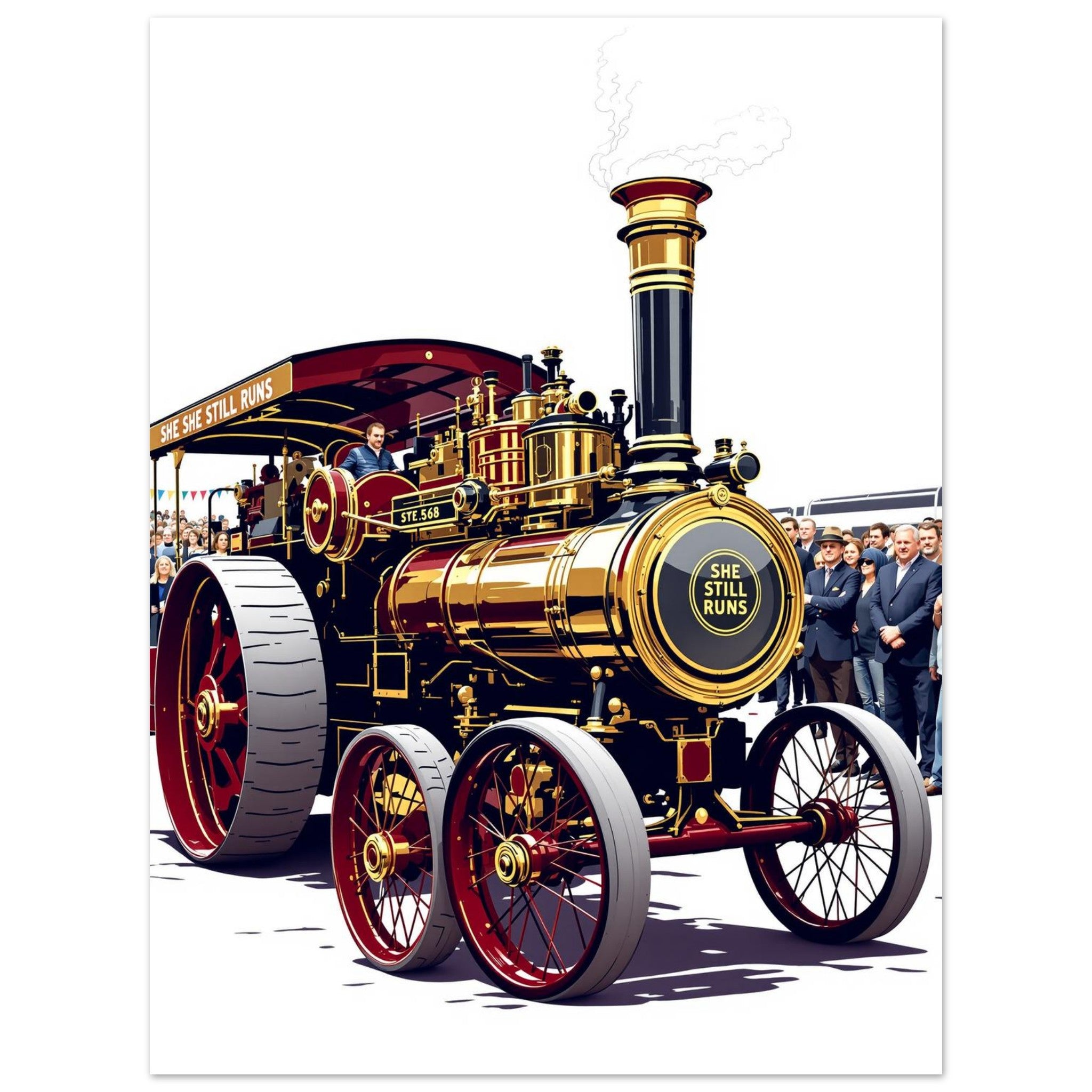 Steam Traction Engine Rally Art Print Art Print — detail view | Wild Thread Co