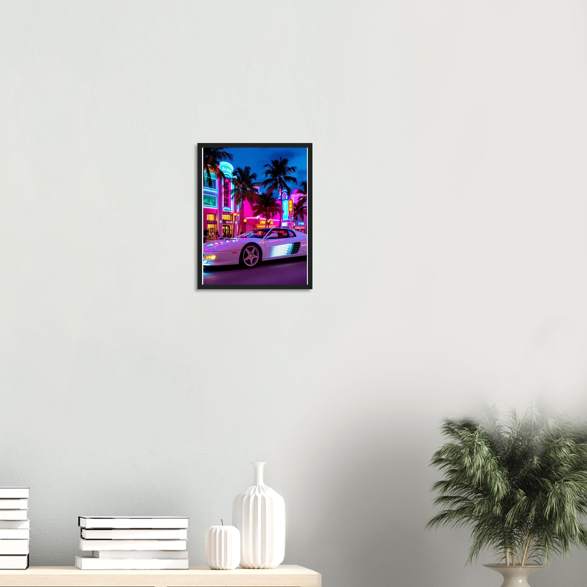 Ferrari Testarossa Miami Framed Art Print — detail view | Wild Thread Co