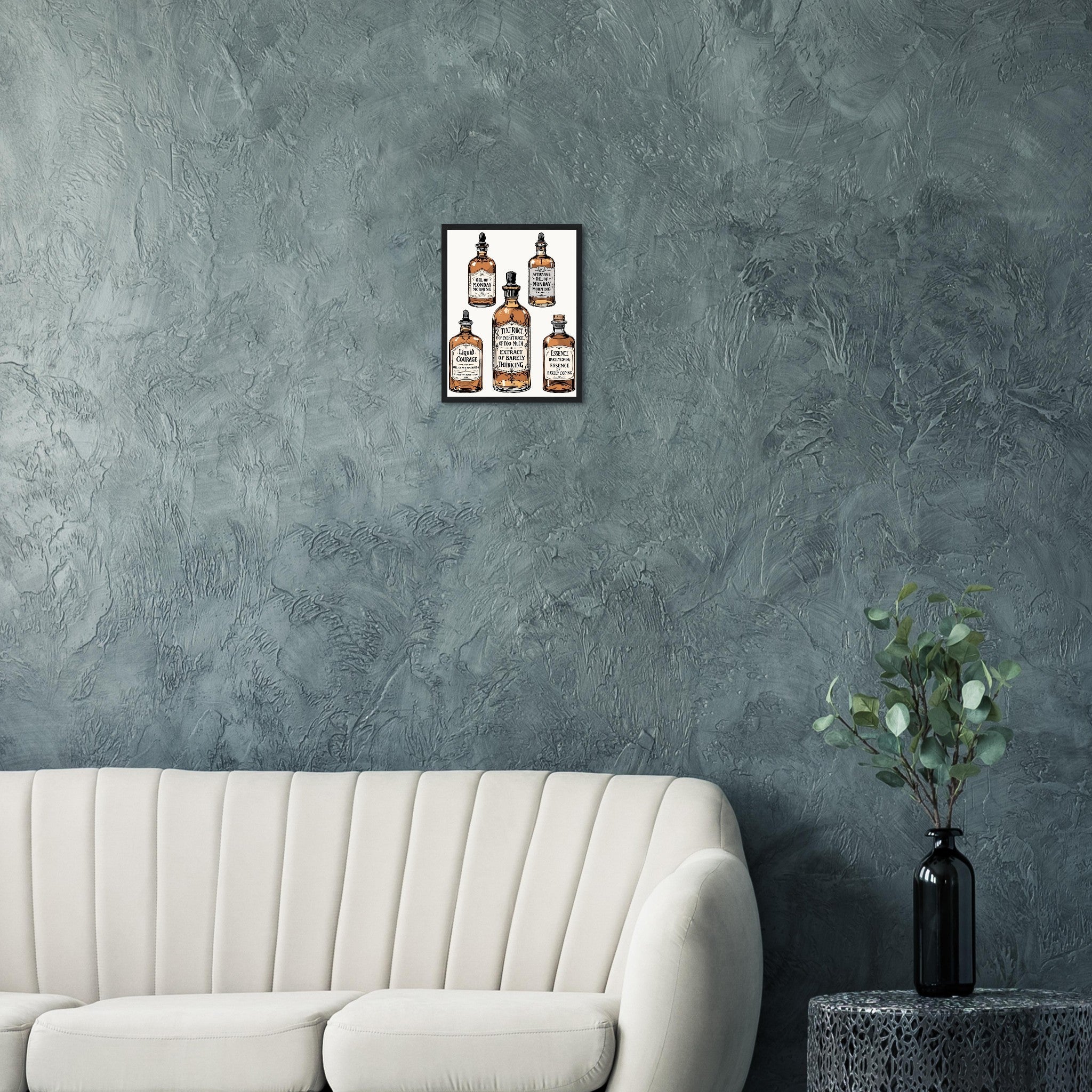 Apothecary Bottles Framed Print Wall Art Ready to Hang UK Framed Art Print — detail view | Wild Thread Co