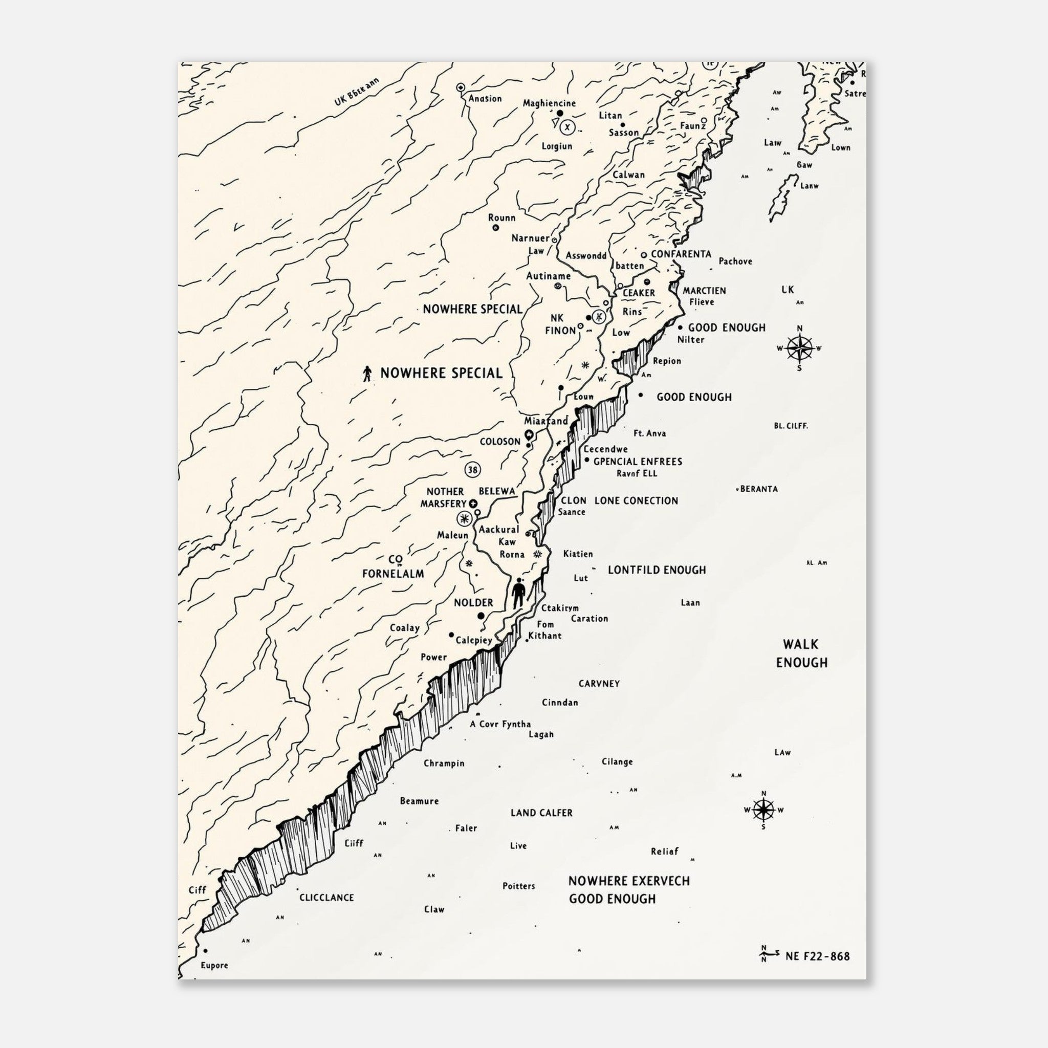 Coastal Walking Map Art Print Art Print — detail view | Wild Thread Co
