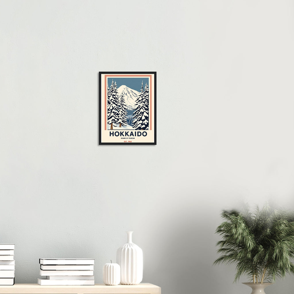 Hokkaido Vintage Travel Poster Framed Art Print — detail view | Wild Thread Co