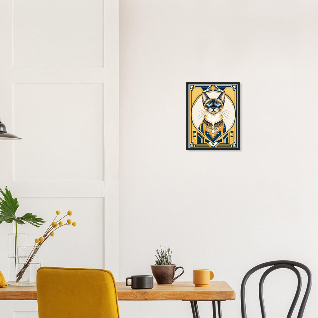 Siamese Cat Elegance Framed Print Wall Art Ready to Hang UK Framed Art Print — detail view | Wild Thread Co