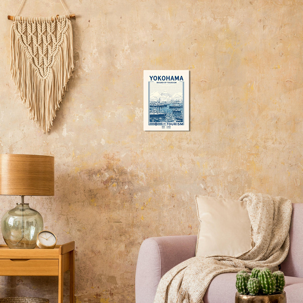 Yokohama Vintage Travel Poster Art Print — detail view | Wild Thread Co