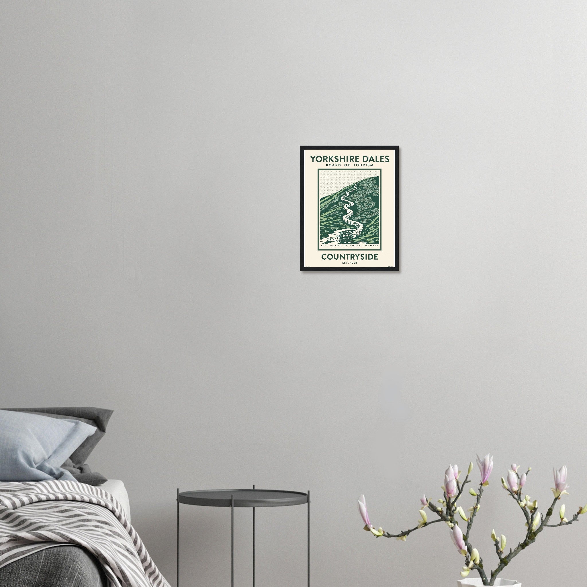 Yorkshire Dales Vintage Travel Poster Framed Art Print — detail view | Wild Thread Co
