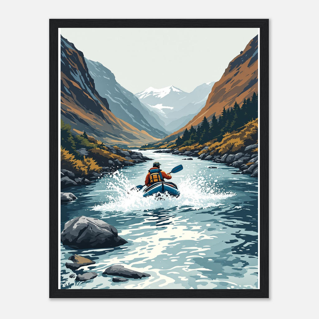 Packraft Scottish Wild River Remote Framed Art Print — detail view | Wild Thread Co