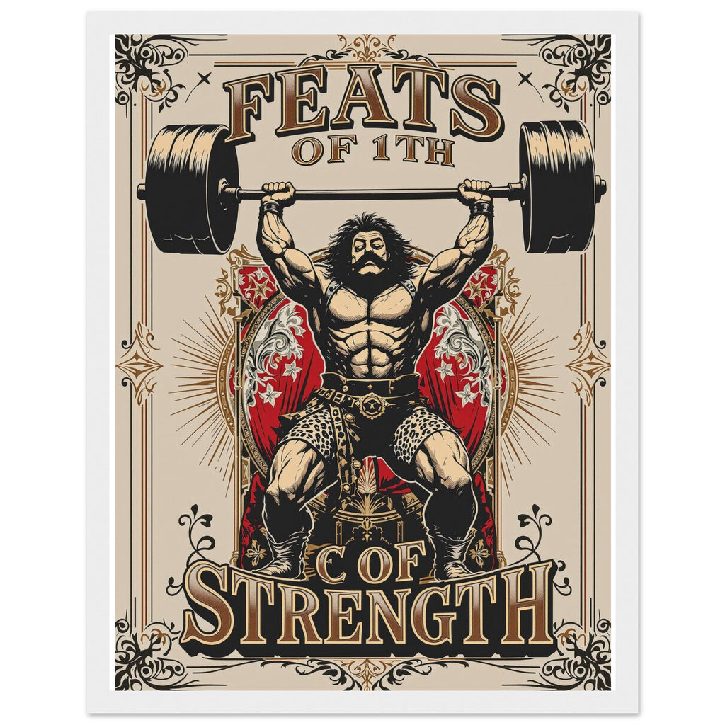 Victorian Circus Strongman Framed Print Wall Art Ready to Hang UK Framed Art Print — detail view | Wild Thread Co